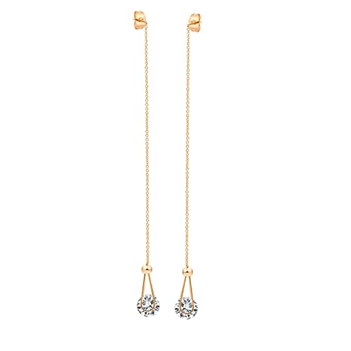 ZQHWYZ 9K Yellow Gold Drop Earrings for Women Dangling, Long Tassel Hollow Waterdrop with Round Moissanite Dangle Earrings for W