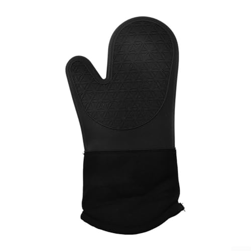 Guantes de silicona resistentes al calor, perfectos para asar, hornear o quitar de forma segura artículos calientes del horno (negro individual)