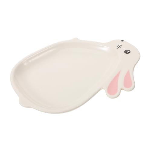 PRETYZOOM Ceramic Rabbit Dessert Plate Cute Cartoon Bunny Design for Serving Snacks Fruits and Desserts Easter Food Serving Tray for Parties and Gatherings
