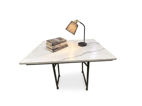 Generic Furnello Multipurpose Foldable Study Table, White Marble - Image 5