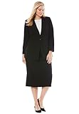 Jessica London Women's Plus Size Two Piece Single Breasted Jacket Skirt Suit Set - 28, Black
