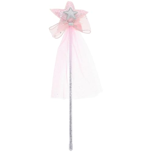 Toyvian Pink Fairy Wand for Girls 13.77In Mesh Gauze Magical Stick Party Prop Birthday Dress-up Accessory Festival