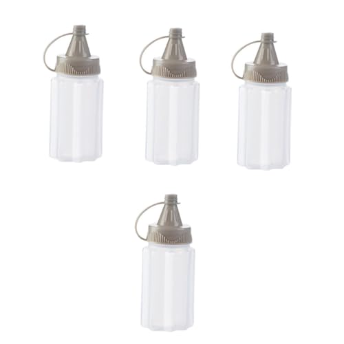 KICHOUSE 4Pcs Portable Plastic Squeeze Bottles for Sauces Condiment Dispensers for Ketchup Mustard Oil Leak Design for Kitchen and Meal Prep