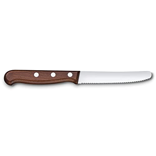 Miniatura 3 de Victorinox Wood Cuchillo Para Tomates Y De Mesa, 11 Cm, Mango Ergonómico De Madera Y Filo Dentado, Hoja De Acero Inoxidable, Madera De Arce Modificada
