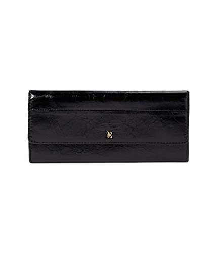 Hobo Jill Large Trifold Clutch For Women - Leather Construction With Mettalic Accent On Exterior, Gorgeous And Stunning Clutch Wallet Black One Size One Size #TOP20