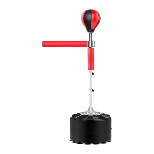Mermajestic Punching Bag Standing,Punching Ball Adult with Reflective Bar,Boxing Ball Reaction Target Rotating Vertical Stick Target Household Evasion Training,Stand Punching Bag,Professional Adjustab