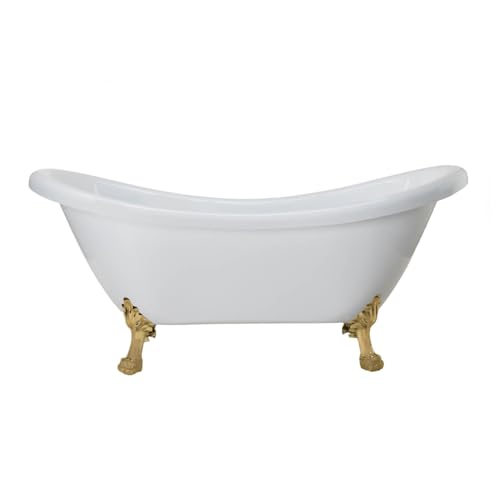 Vintage Tub & Bath Florence Acrylic Double Slipper Clawfoot Tub - No Faucet Drillings - Lion Paw...