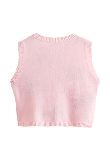 Floerns Women's Sleeveless Round Neck Cute Strawberry Sweater Vest Crop Shirt Top2