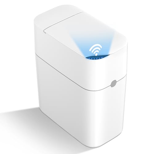 MUEE Automatic Motion Sensor Bathroom Trash Can with Lid, 3 Gallon Smart Garbage Can, Touchless...