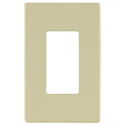 Image of LIDER Decorator Switch Cover, Screwless Wall Plate, Mid-Size 1-Gang 4.88 inch x 3.11 inch, LSWP-31M-I, UL Listed, Thermoplastic, Matte Ivory, 1-Pack