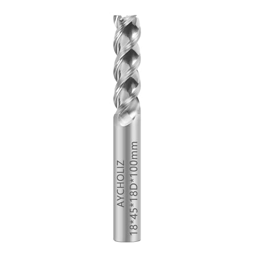 Image of Carbide Square End Mill - 3 Flute 18mm Milling Cutter - High Feed U-Type Design - for Roughing and Finishing - for Milling Aluminum Applications - Professional Mill Bits Sets