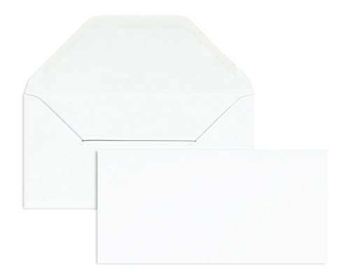 100 Stück, Briefumschläge, DIN Lang, Nassklebung, Trapezklappe, 100 g/qm Offset, Ohne Fenster, Weiß, Blanke Briefhüllen