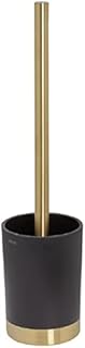 Tiger Tune Toilet Brush and Holder, Freestanding, Brass Brushed,Black, 9.1 x 37.9 x 9.1 cm