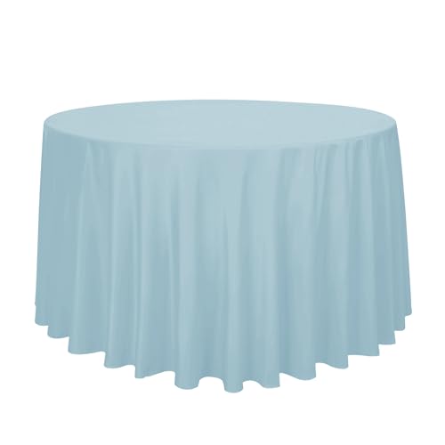Image of Obstal 210GSM Round Table Cloth, Dusty Blue, 108 Inch Diameter | Oil-Proof Spill-Proof Water Resistance Microfiber Tablecloth, Decorative Fabric Circular Table Cover for Outdoor /Indoor Use
