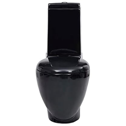 Home Outdoor OthersWC Keramik WC Badezimmer Runder WC Boden Wasserfluss Schwarz – Bild 3