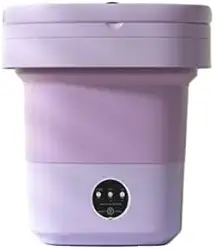 Mini Lavadora de Roupas Dobrável Portátil 10L – 36W, Automática, Baixo Consumo de Água e Energia – Ideal para Viagens, Apartamentos e Camping (Rosa)