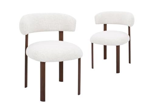 DecoInParis Lot de 2 chaises en Velours tissé écru Pieds en métal Marron Louisa