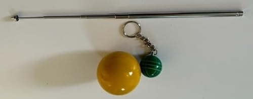 BuyBocceBalls Official Tournament-Grade Bocce Accessory – 60mm Yellow Pallino with Extendable Measuring Device and Key Chain