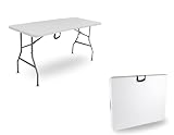 Endormir Table Pliante Rectangulaire, 180x70x74 cm, Portable avec Poignée de Transport, pour Intérieur et Extérieur, Camping, Pique Nique, Blanc