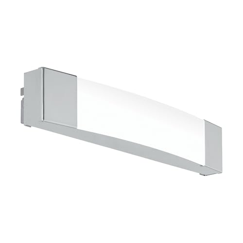 Eglo LED Wall Light Siderno, 1-Flame Wall Lamp, LED Mirror Light Made of Steel and Plastic, Bathroom Lamp in Chrome, Satin Finish, LED Damp Room Light, IP44, Length 35 cm