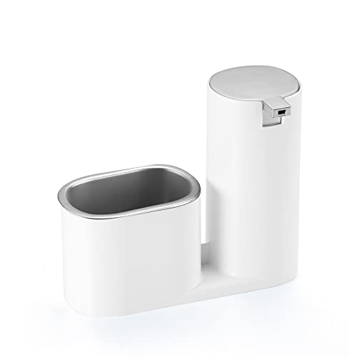 Dispenser para Detergente e Bucha, 320ml, Branco com Cromado, Arthi