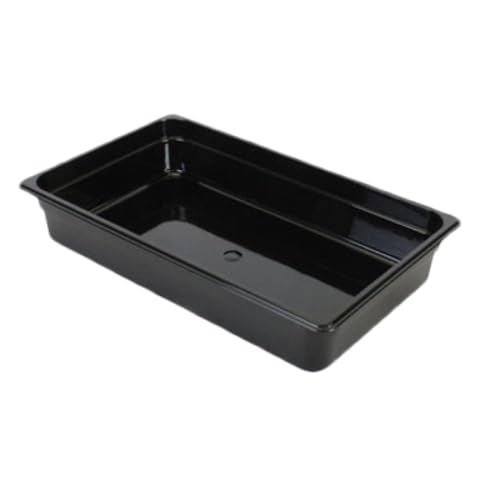 PLPA8004BK Food Pan, Full Size, 4" deep, Shatter and Scratch Resistant, Dishwasher Safe, Polycarbonate, Black, NSF