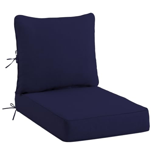 Olefin Deep Seat Cushion, Water Resistant Patio Cushion Navy Blue 24x24x4