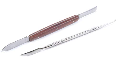 blueINOX Modellierset – Wachsmesser + Doppelendiges Modellierinstrument nach Le Cron (Edelstahl, 2-teilig)