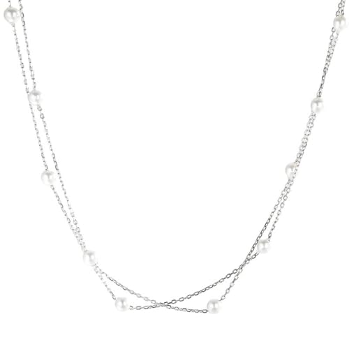 Collier argent double layer pearls cadeau anniversaire femme unique