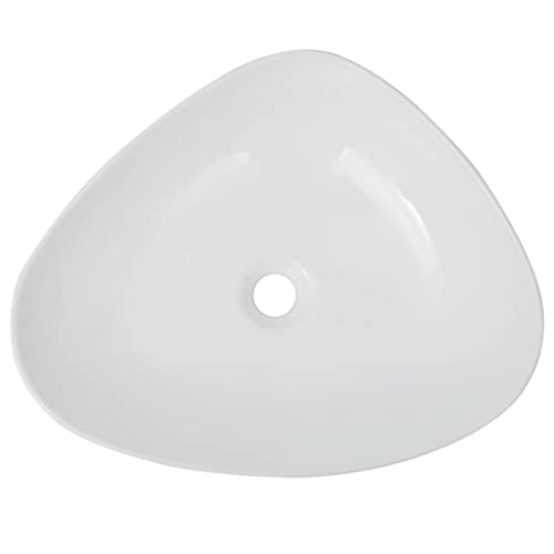 Lavabo triangular de cerámica blanca Mangloder para baño moderno 50,5cm 3