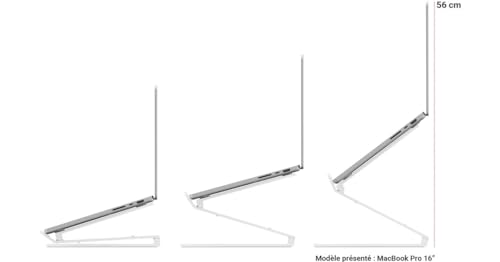 Image of Twelve South Curve Flex | Ergonomic Height & Angle Adjustable Aluminum Laptop /MacBook Stand /Riser, fits 10 inch-17 inch, Folds Flat for Portability -Travel Pouch Included, Matte Black