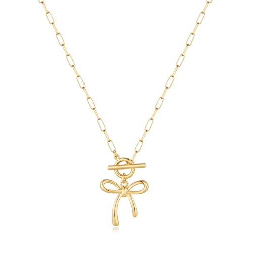 Bow Toggle Necklace for Women Trendy Simple Bow Jewelry