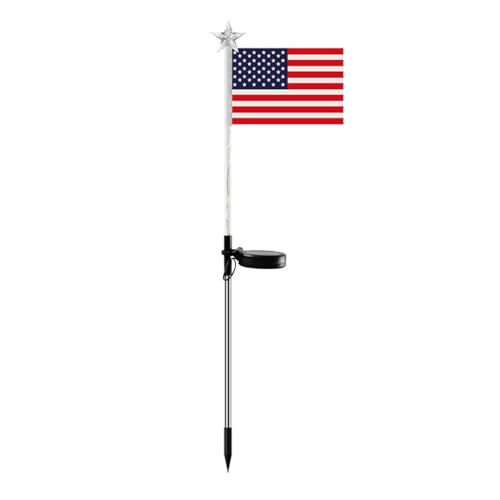 CALLARON Solar Decorative Lights LED Outdoor Solar Lights America Flag Decorative Flags Patriotic Garden Flag Solar Landscaping Spotlights Solar Garden Lights Outdoor LED Flagpole Lights