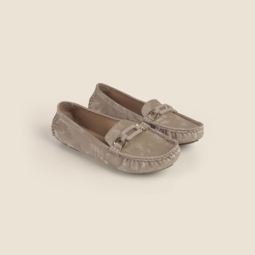 Image of Metro Women's Beige Slip On Closure Casual - Loafers with Flat Sole