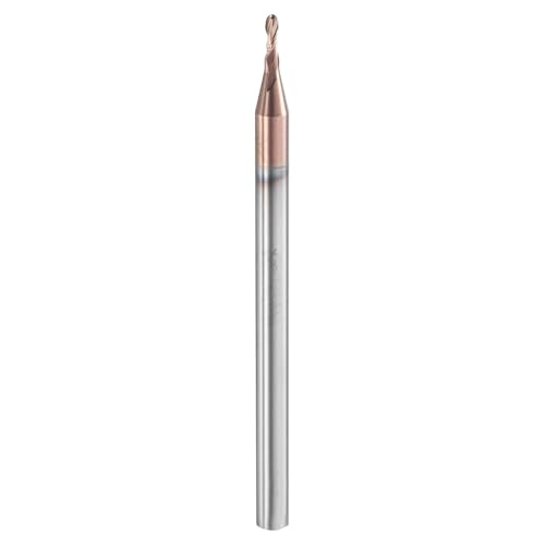 Image of HARFINGTON Ball Nose End Mill 2 Flute 0.05 inch Diameter 1 /8 inch Shank Tungsten Carbide Uncoated Spiral CNC Router Bits 0.15 inch Cutting Length Single End Ball for Carving Engraving Grinding