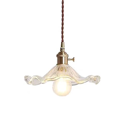 Chandelier en laiton et verre plissé pour îlot de cuisine élégant