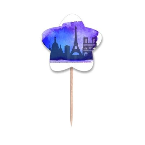 Cure-dents bleu aquarelle Tour Eiffel pour décorer facilement vos buffets - 2