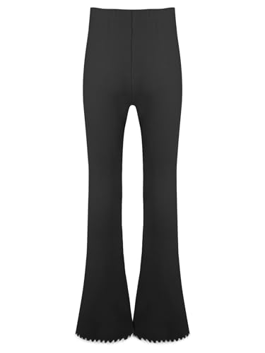 Toddlers Girls Elastic Waist Flared Pants Kids Ribbed Athletic Bell Bottoms Cotton Ruffle Yoga Leggings4