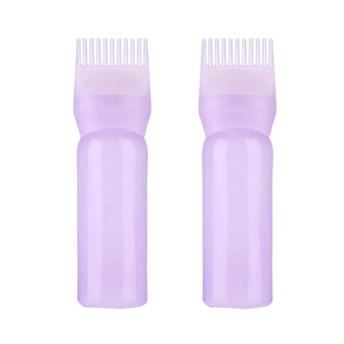 Hair Oil Applicator Bottle, 2 Pack Root Comb Applicator Bottle, Multifunctional Hairs Colour Brush Comb Bottles with Graduated Scale, Reusable Hairs Dye Applicators Brush Bottles Coloring Combs Tool