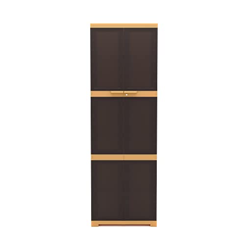 Image of Nilkamal Freedom Large (FML) Plastic Wardrobe for Storage|3-Year Warranty|Clothes Organizer|Shelves|Cupboard|Almirah|for Home, Living Room, Bed Room|Adult & Kids|Weather Brown /Biscuit