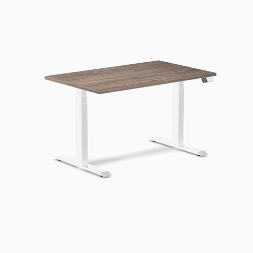 Image of Desky Electric Standing Desk, 47.2 inch Laminate Height Adjustable Sit Stand Desk, Dual Motor, 4 Memory Presets, Ergonomic Computer Workstation for Home Office - Natural Walnut Top and White Frame