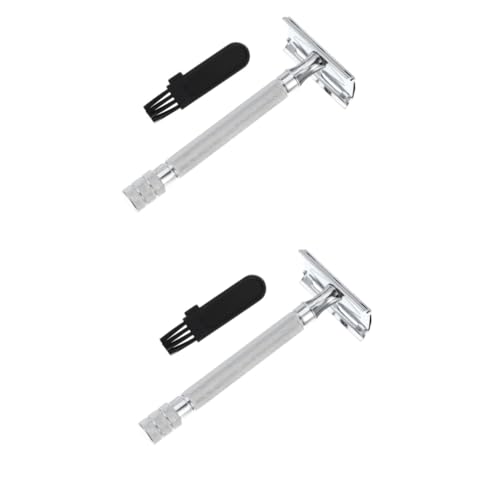 Gogogmee 2pcs Facial Razor Double Edge Safety Razor Men's Shaving Tool Beard Trimmer Reusable