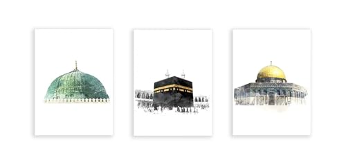 Affiche de la Mecque peinture sur toile islamique aquarelle pour salon