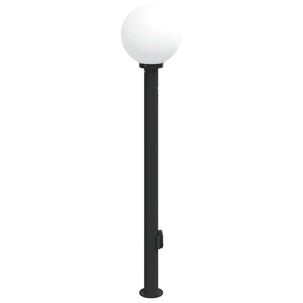 Lámpara de bolardo de acero inoxidable de 120 cm, color negro, con detector de movimiento PIR y enchufe integrado, protección IP44 para jardín, terraza, iluminación de camino, pantalla