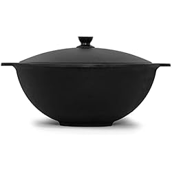 Ollas De Fundicion De Aluminio NAMANGAN | Olla giratoria Kazan de hierro fundido 22 L (base redonda) | Kazan Uzbeko | Caldera de hierro fundido Uzbek | Camping Uzbek Asia WOK | Olla con tapa de aluminio