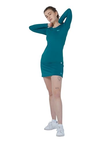 Sportkind Mädchen & Damen Tennis, Running, Sport Langarm Shirt mit Rundhalsausschnitt, UV-Schutz UPF 50+, atmungsaktiv, Petrol grün, Gr. 140