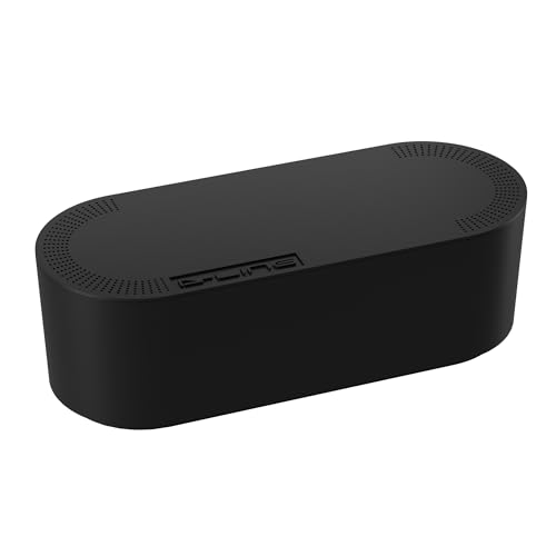 D-Line Cable Management Box, Power Strip Holder, Floor Outlet Hiders, Desk Cord Organizer, Cover TV Wires, Wire Storage, Extension Hider, Office Concealer for Cords, Baby Proof Cables – Large, Black