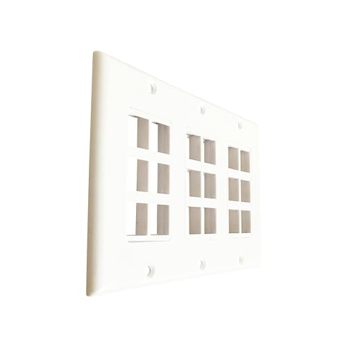 Placa de pared keystone jack de 18 puertos con soporte para insertos modulares 7