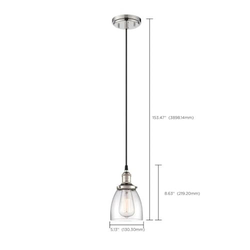 Image of Nuvo Lighting 60 /5404 Vintage Incandescent One Light Pendant Cone Clear Glass Polished Nickel