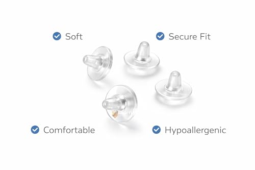 Image of Mertia Earring Back Stopper (200 Pcs) - Secure Earring Backs for Studs, Earrings Back Stopper, Silicone Earring Back Stopper, Earring Safety Backs & Ear Lobe Support